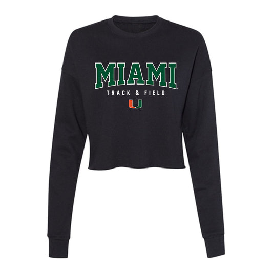 Miami - NCAA Men's Track & Field : Evan Torres - Women's Cropped Crew Fleece-0