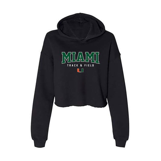 Miami - NCAA Men's Track & Field : Evan Torres - Women's Crop Fleece Hoodie-0