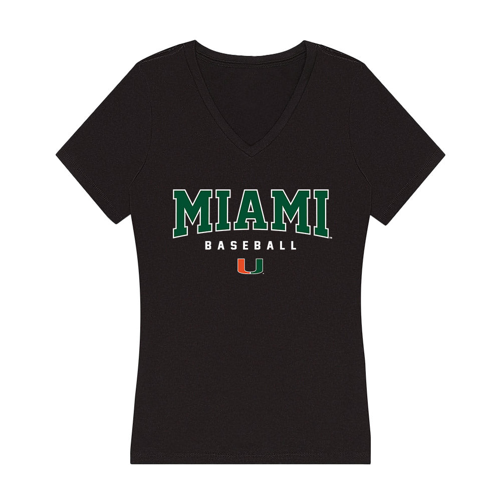 Miami - NCAA Baseball : Donavan Jeffrey - Women's V-Neck T-Shirt-0