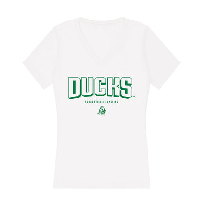 Oregon - NCAA Acrobatics & Tumbling : Genesis Mitchell - Women's V-Neck T-Shirt-0