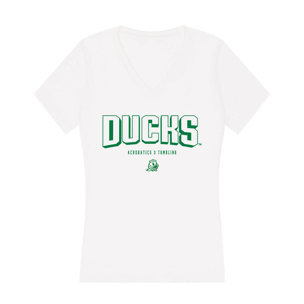 Oregon - NCAA Acrobatics & Tumbling : Brynn Mortimer - Women's V-Neck T-Shirt-0