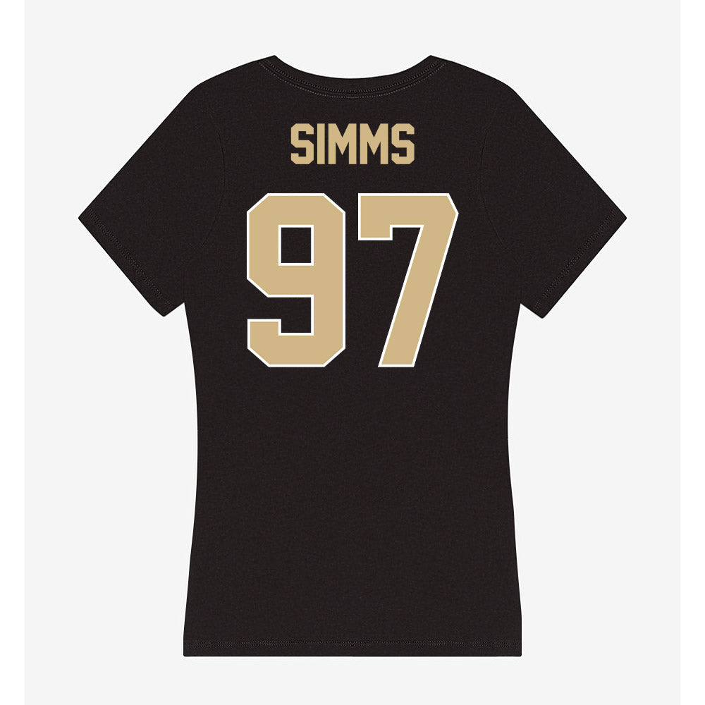 Purdue - NCAA Football : Wisdom Simms - Women's V-Neck T-Shirt-1