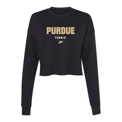Purdue - NCAA Men's Tennis : Mujtaba Ali-Khan - Women's Cropped Crew Fleece-0