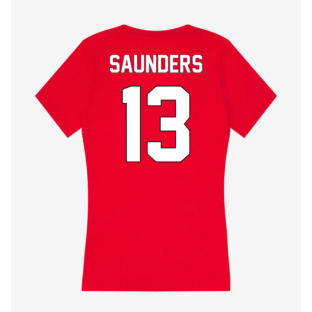 Maryland - NCAA Men's Basketball : Elijah Saunders - Women's V-Neck T-Shirt-1