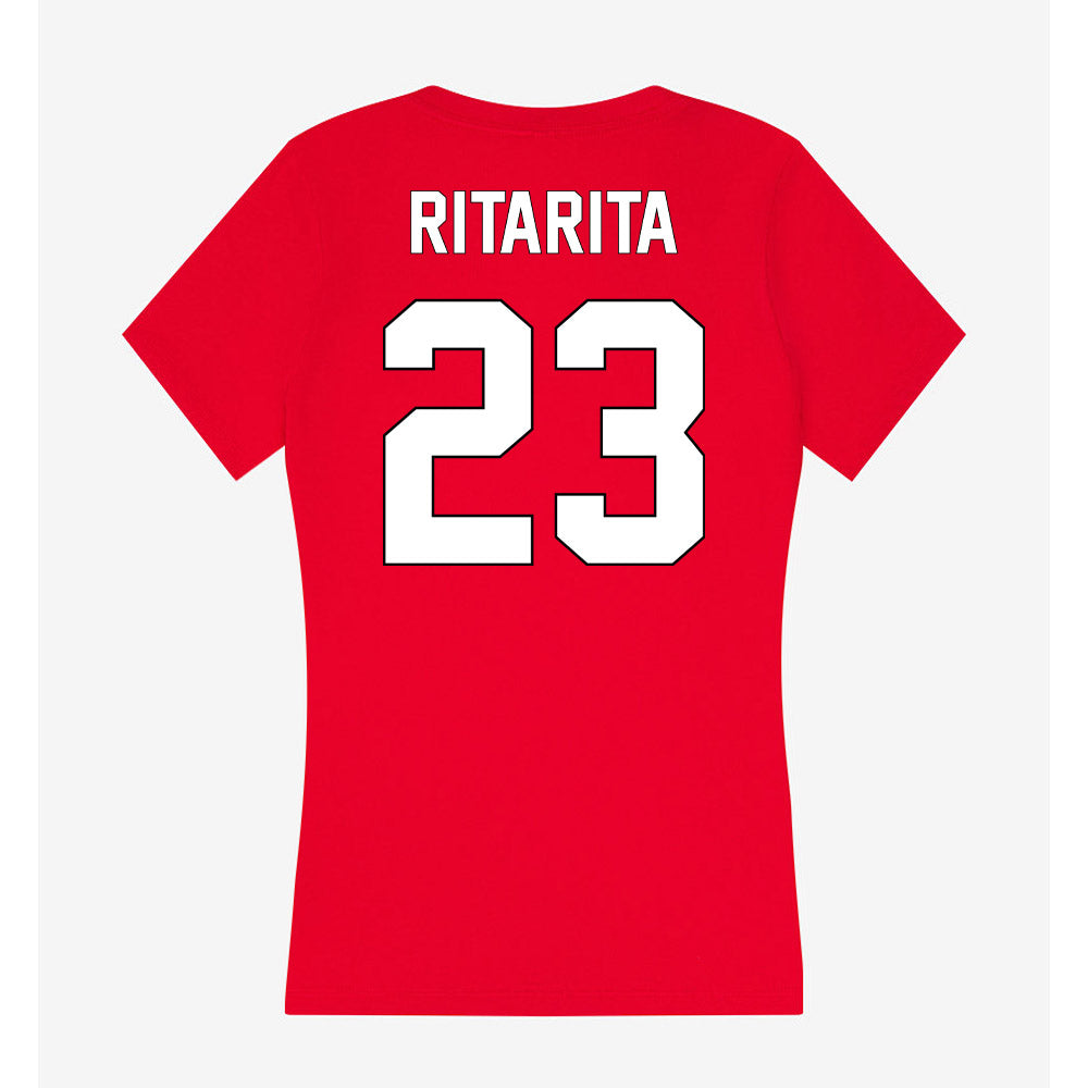 Maryland - NCAA Men's Soccer : Rocket Ritarita - Women's V-Neck T-Shirt-1