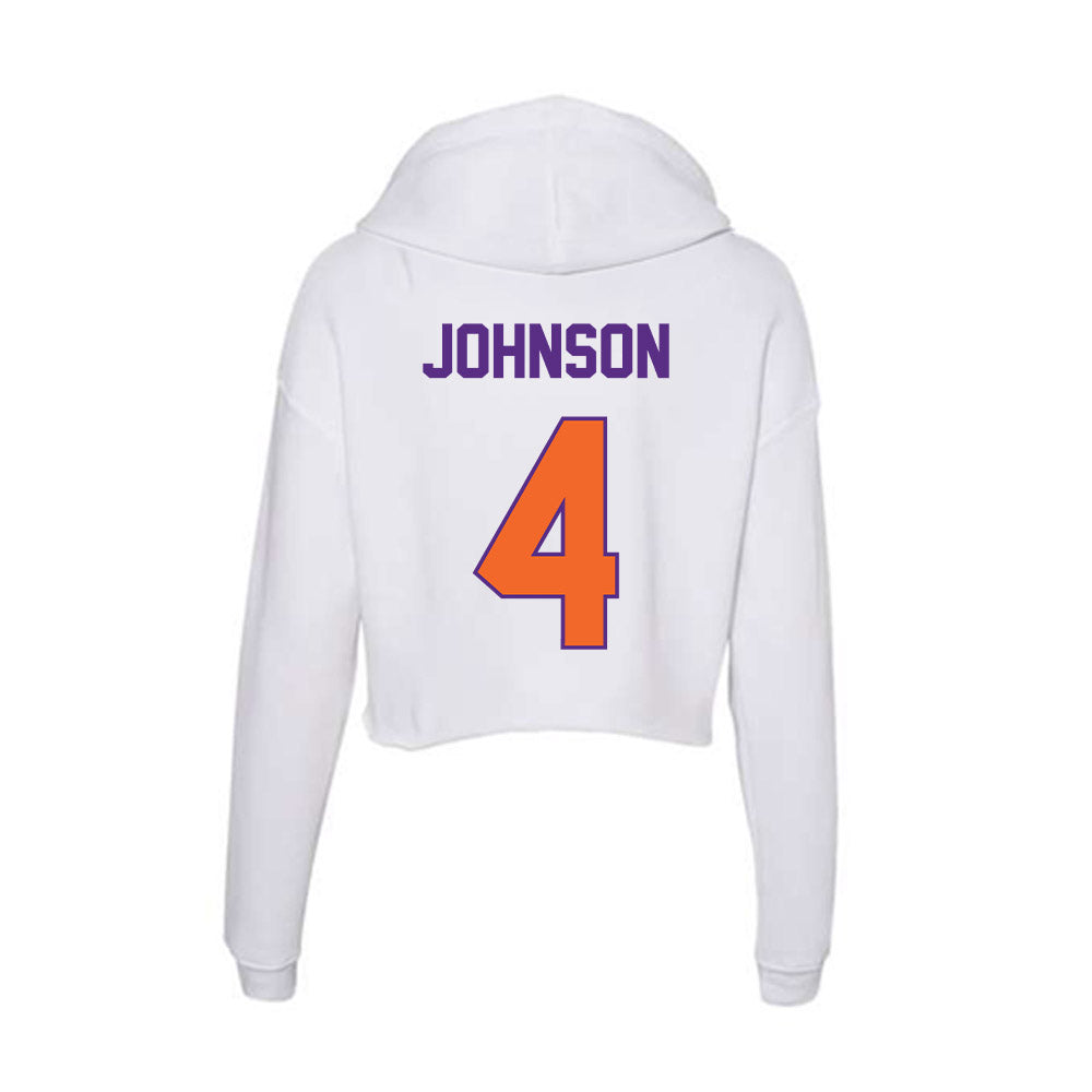 Clemson - NCAA Men's Basketball : Efrem Johnson - Women's Crop Fleece Hoodie-1