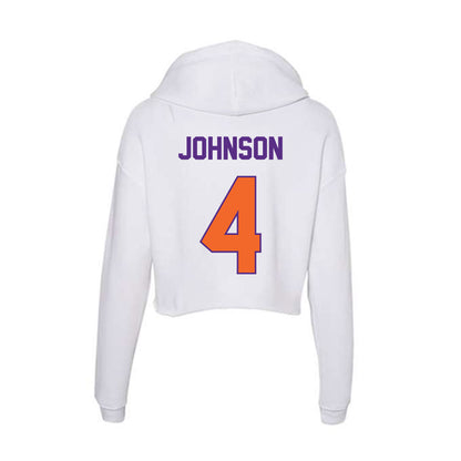 Clemson - NCAA Men's Basketball : Efrem Johnson - Women's Crop Fleece Hoodie-1