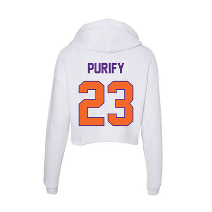 Clemson - NCAA Baseball : Jarren Purify - Women's Crop Fleece Hoodie-1