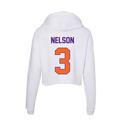 Clemson - NCAA Women's Basketball : Mackenzie Nelson - Women's Crop Fleece Hooded Sweatshirt-1