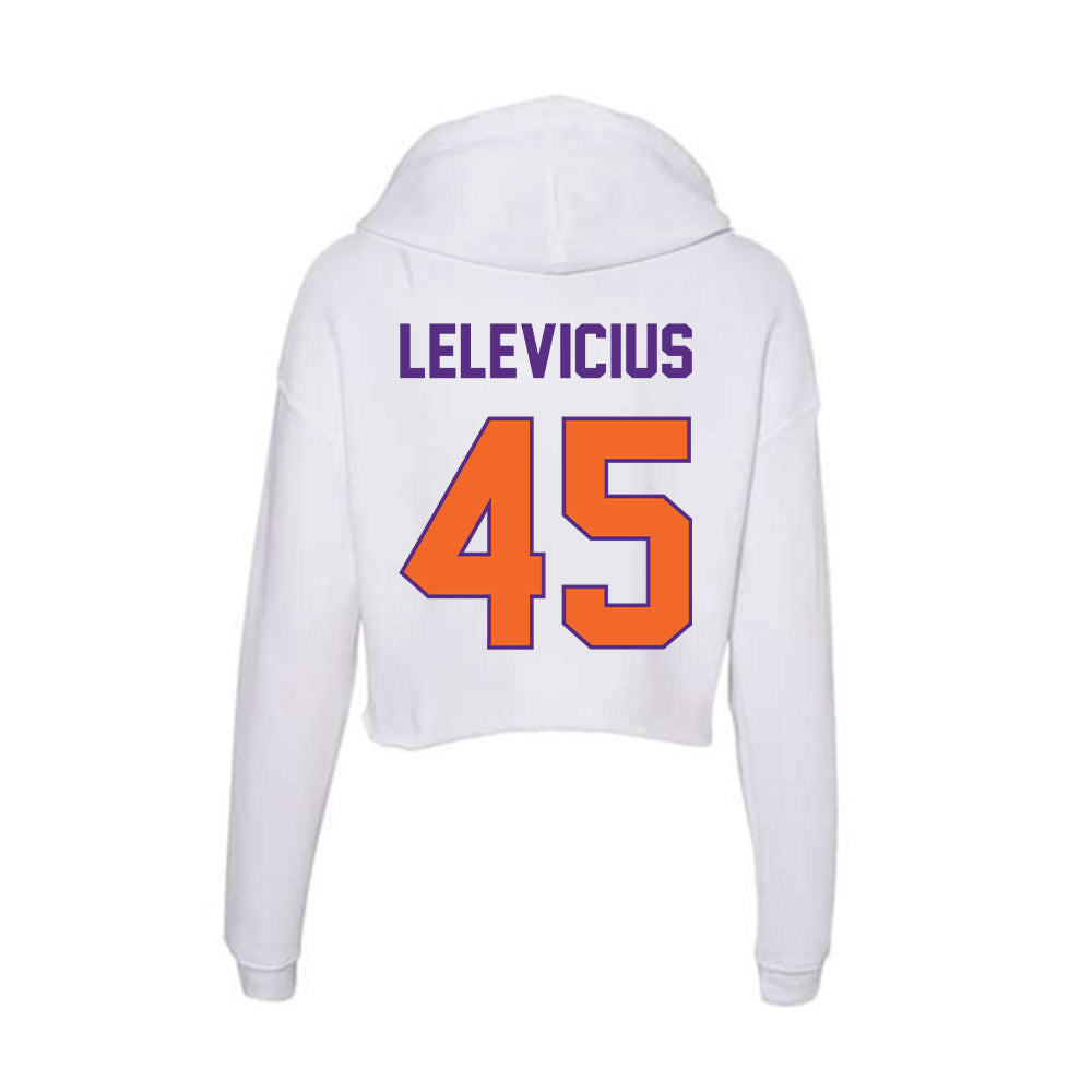 Clemson - NCAA Men's Basketball : Liutauras Lelevicius - Women's Crop Fleece Hooded Sweatshirt-1