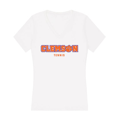 Clemson - NCAA Women's Tennis : Artemis Aslanisvili - Women's V-Neck T-Shirt-0