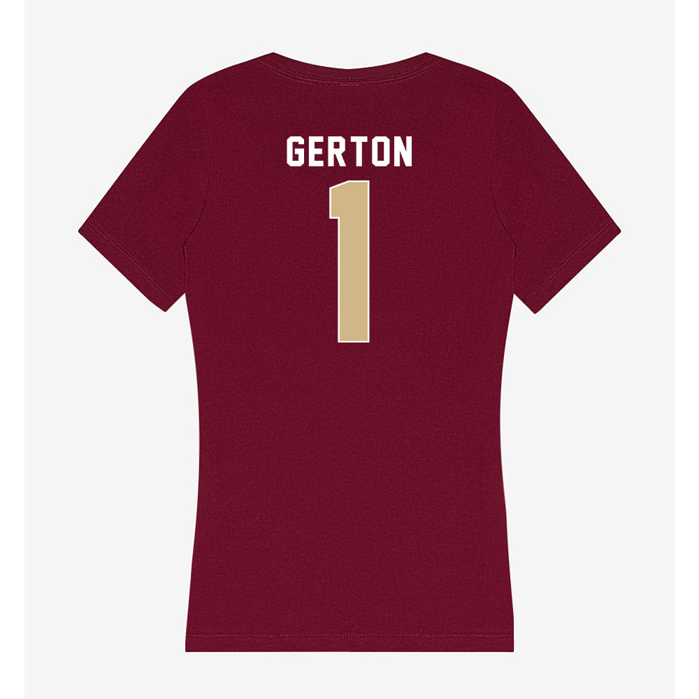 FSU - NCAA Women's Basketball : Mari Gerton - Women's V-Neck T-Shirt-1
