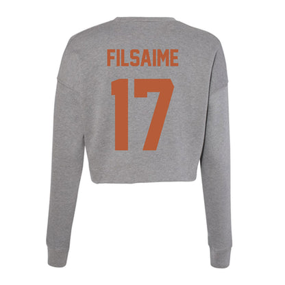 Texas - NCAA Football : Xavier Filsaime - Women's Cropped Crew Fleece-1