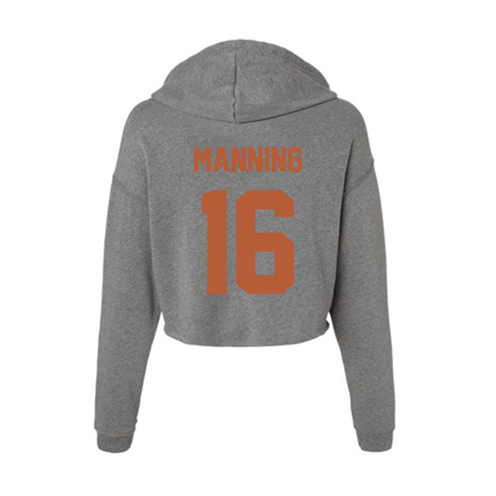 Texas - NCAA Football : Arch Manning - Women's Crop Fleece Hoodie-1