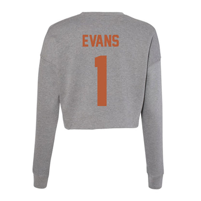 Texas - NCAA Men's Basketball : Amari Evans - Women's Cropped Crew Fleece-1