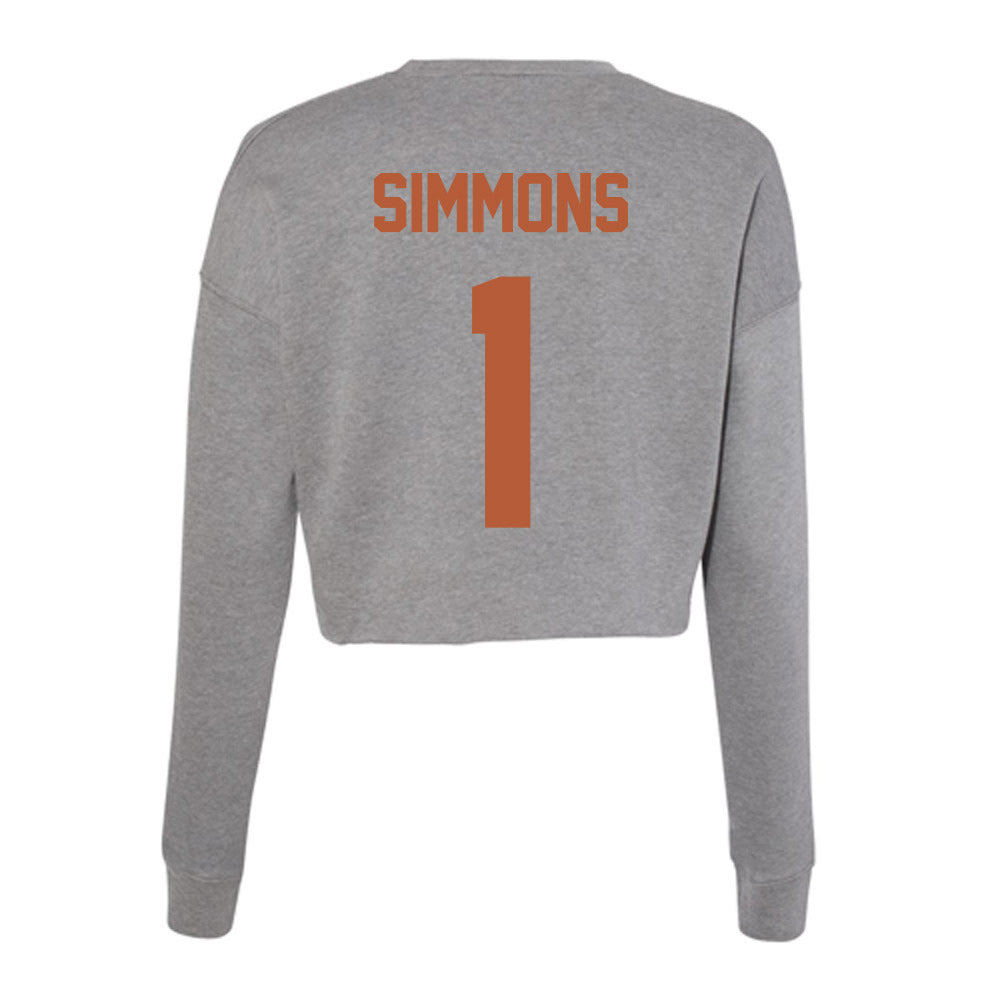 Texas - NCAA Football : Colin Simmons - Women's Cropped Crew Fleece-1