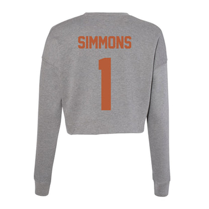 Texas - NCAA Football : Colin Simmons - Women's Cropped Crew Fleece-1