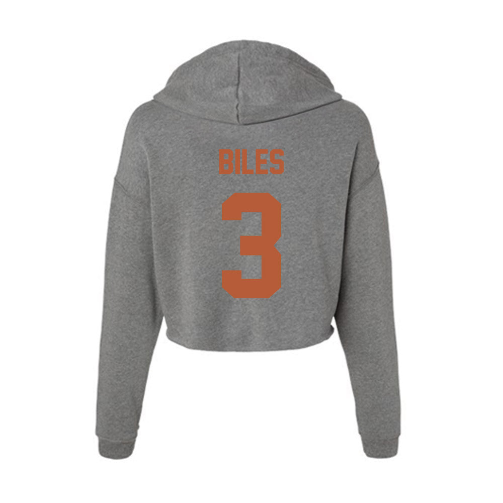 Texas - NCAA Football : Rasheem Biles - Women's Crop Fleece Hoodie-1
