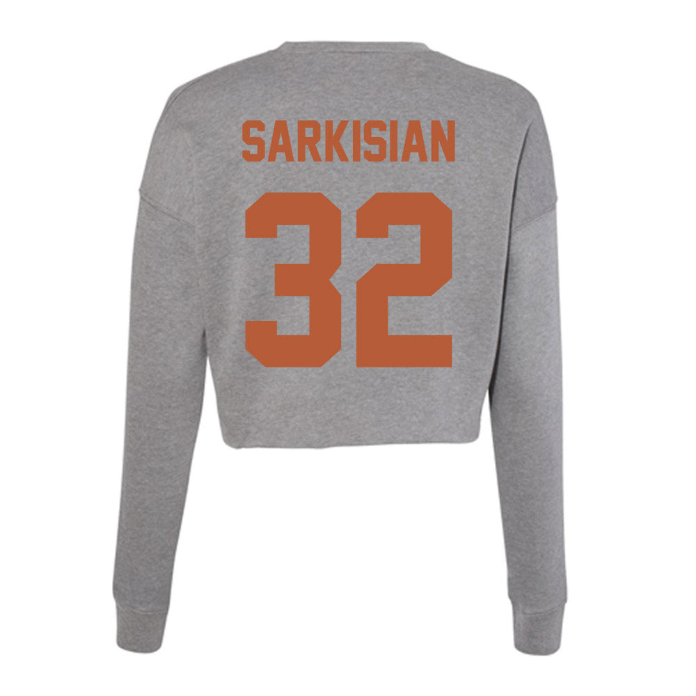 Texas - NCAA Football : Brady Sarkisian - Women's Cropped Crew Fleece-1