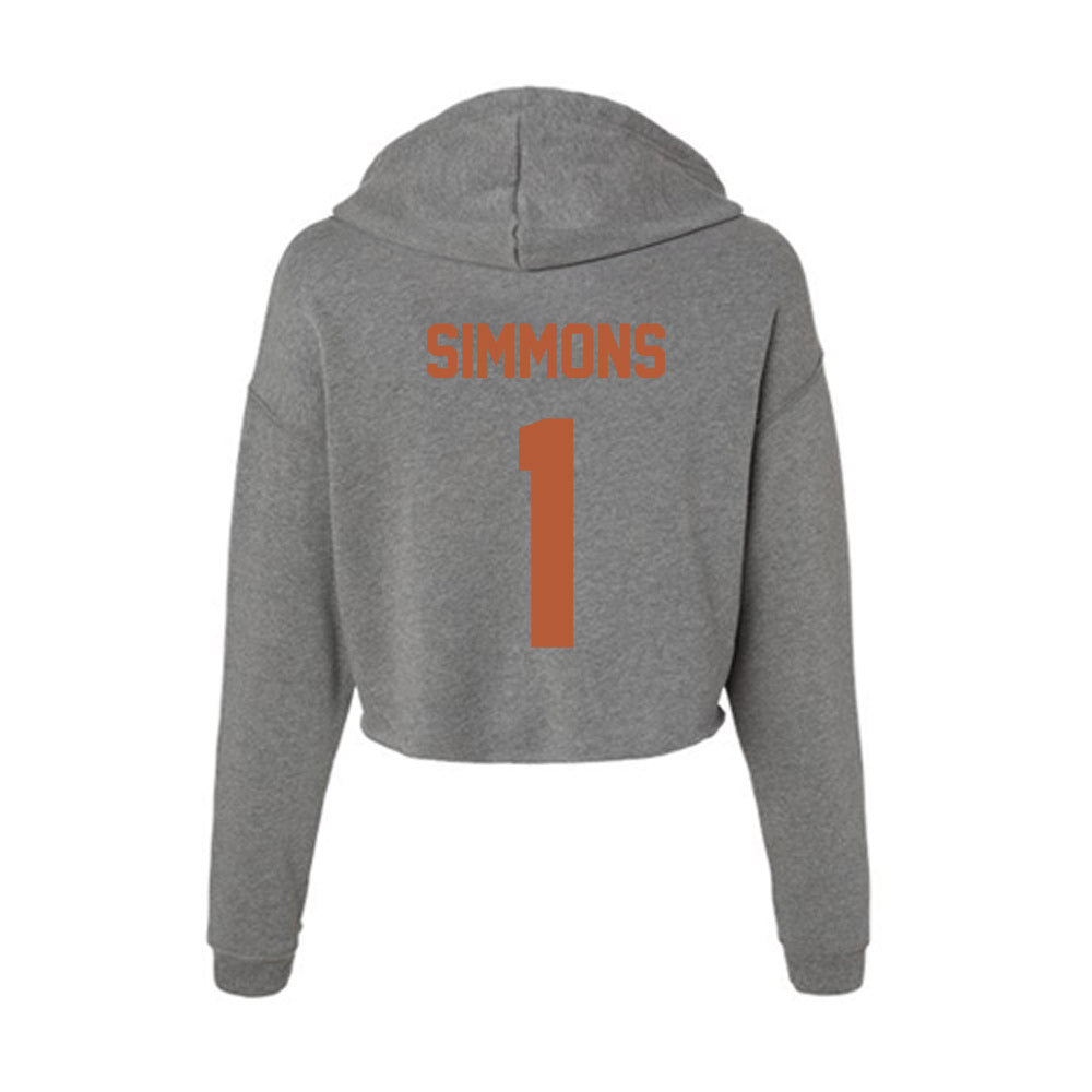 Texas - NCAA Football : Colin Simmons - Women's Crop Fleece Hoodie-1