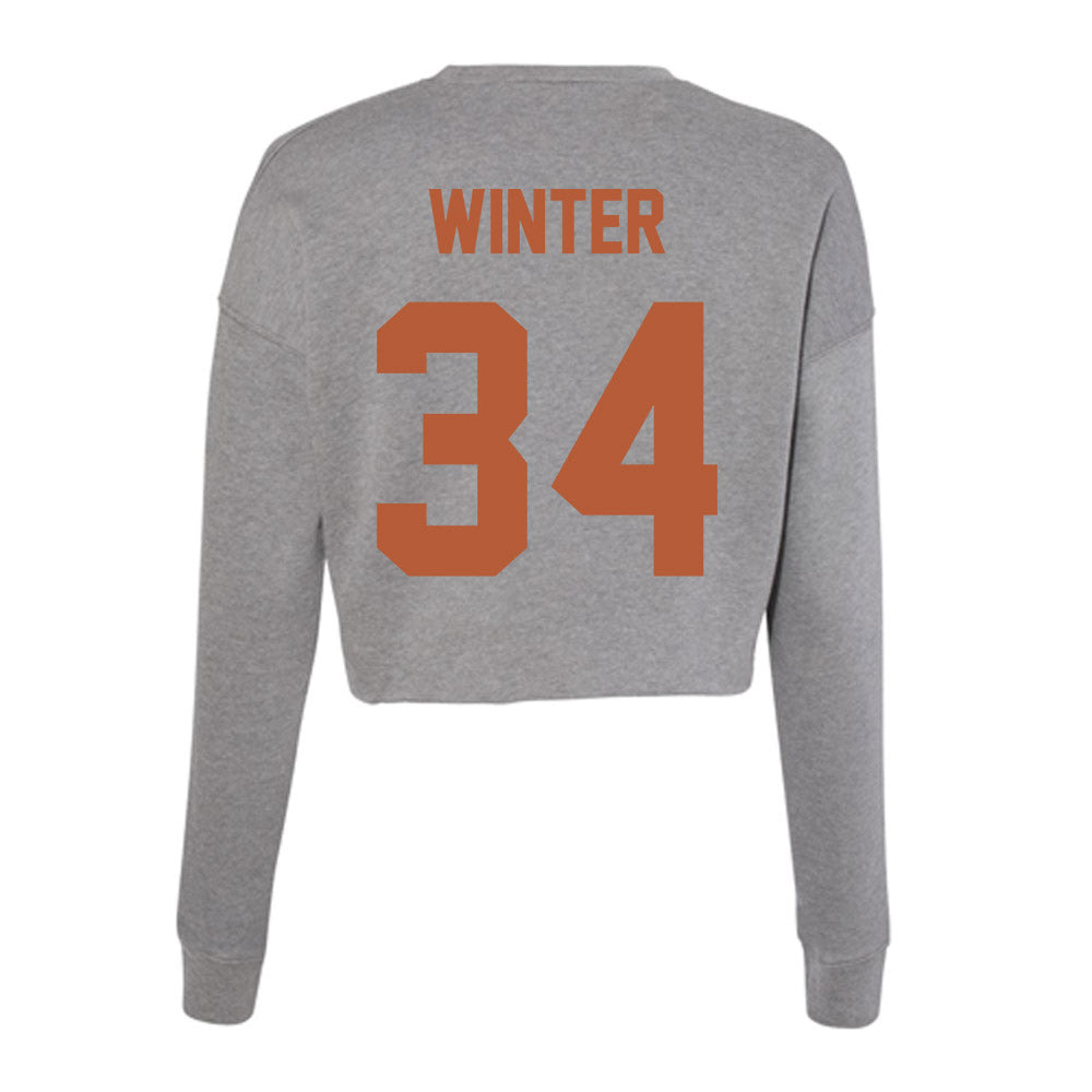 Texas - NCAA Baseball : Michael Winter - Women's Cropped Crew Fleece-1