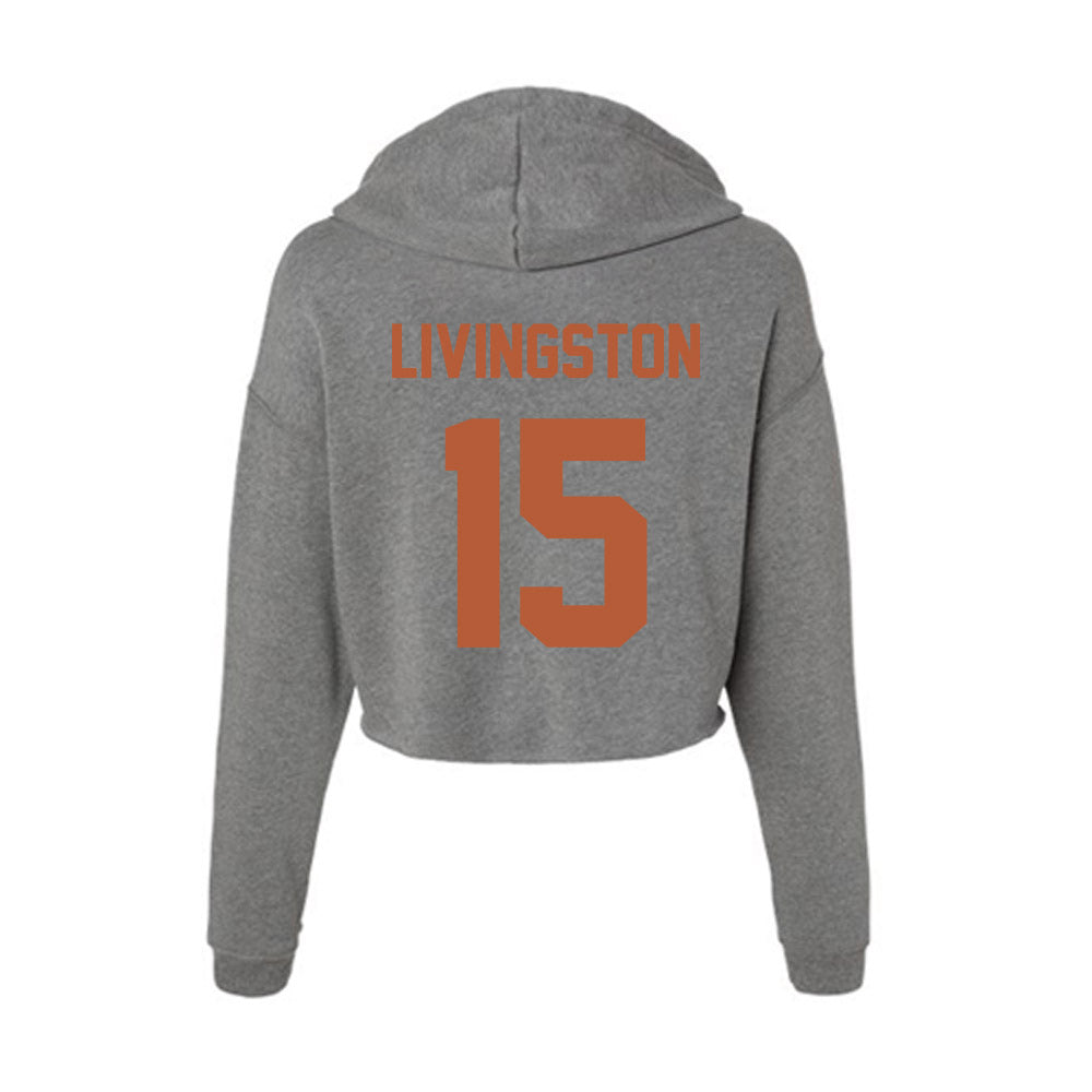 Texas - NCAA Baseball : Josh Livingston - Women's Crop Fleece Hoodie-1