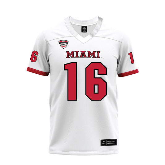 Miami of Ohio - NCAA Football : David McComb - White Premium Football Jersey-0