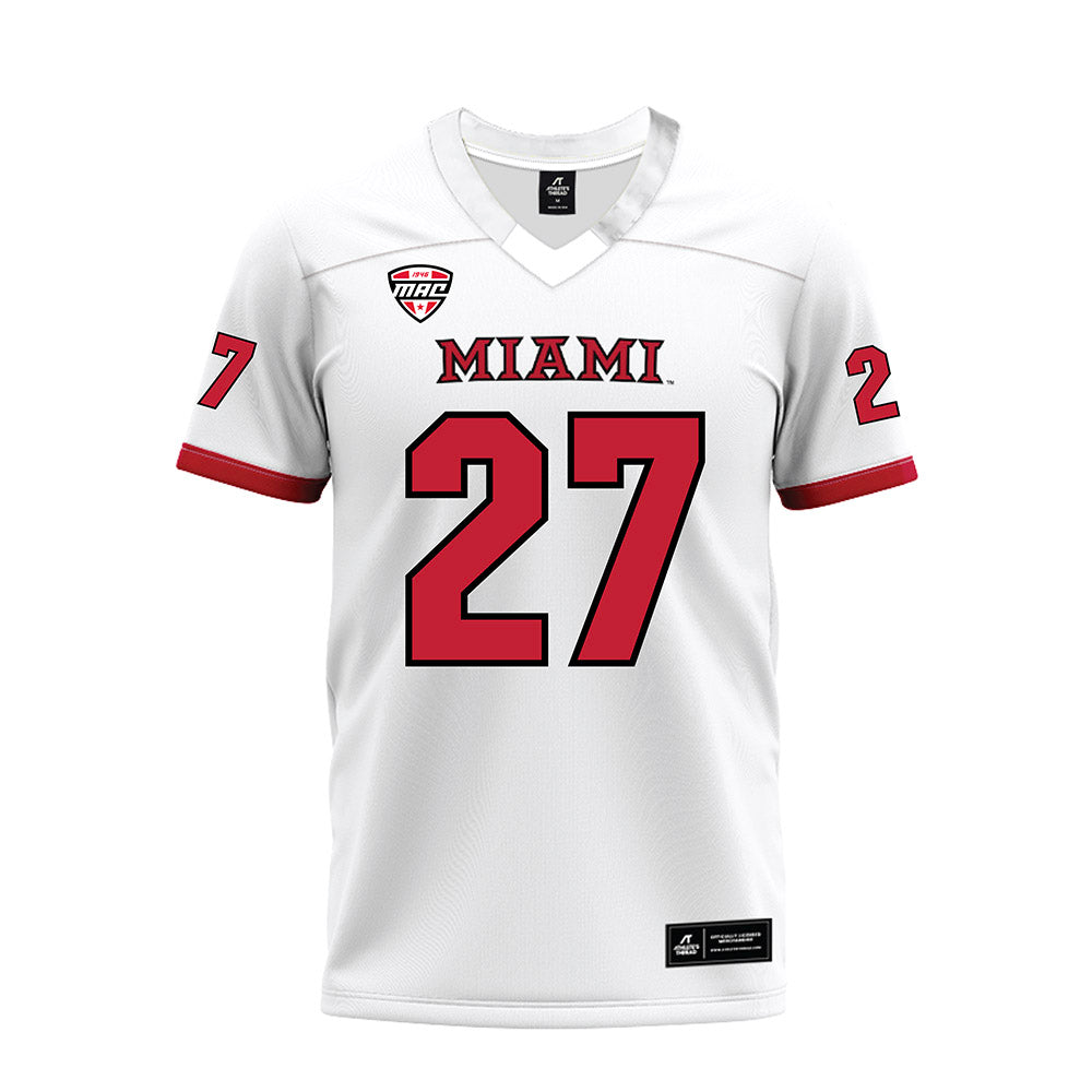 Miami of Ohio - NCAA Football : London Vickroy - White Premium Football Jersey-0