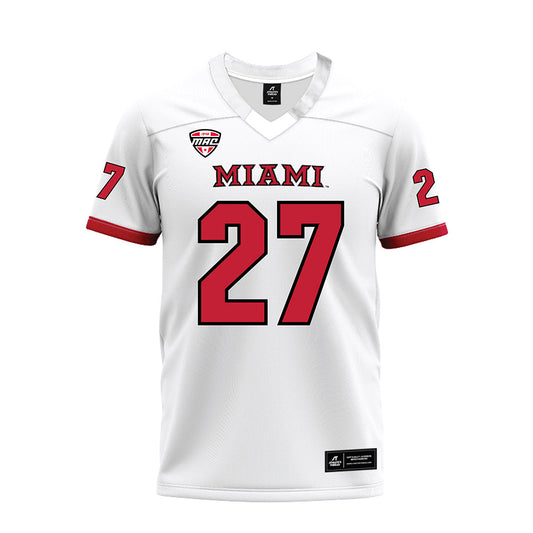 Miami of Ohio - NCAA Football : London Vickroy - White Premium Football Jersey-0