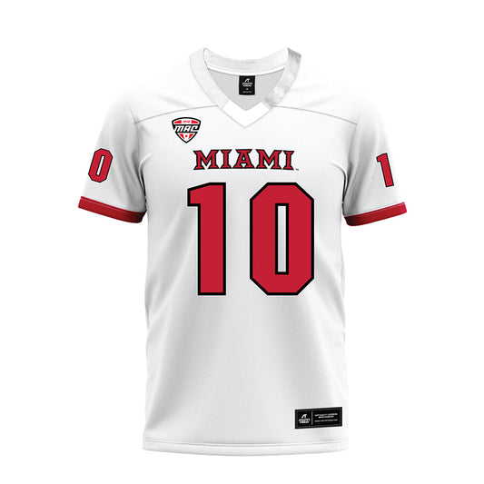 Miami of Ohio - NCAA Football : Jermaine Agee - White Premium Football Jersey-0