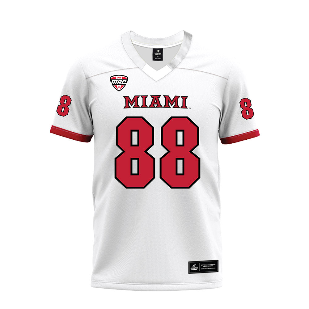 Miami of Ohio - NCAA Football : CJ Castner - White Premium Football Jersey-0