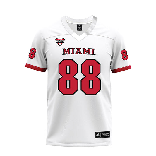 Miami of Ohio - NCAA Football : CJ Castner - White Premium Football Jersey-0