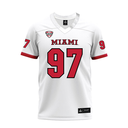 Miami of Ohio - NCAA Football : William Goodvine III - White Premium Football Jersey-0