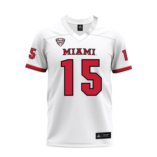 Miami of Ohio - NCAA Football : Christian Ross - White Premium Football Jersey-0