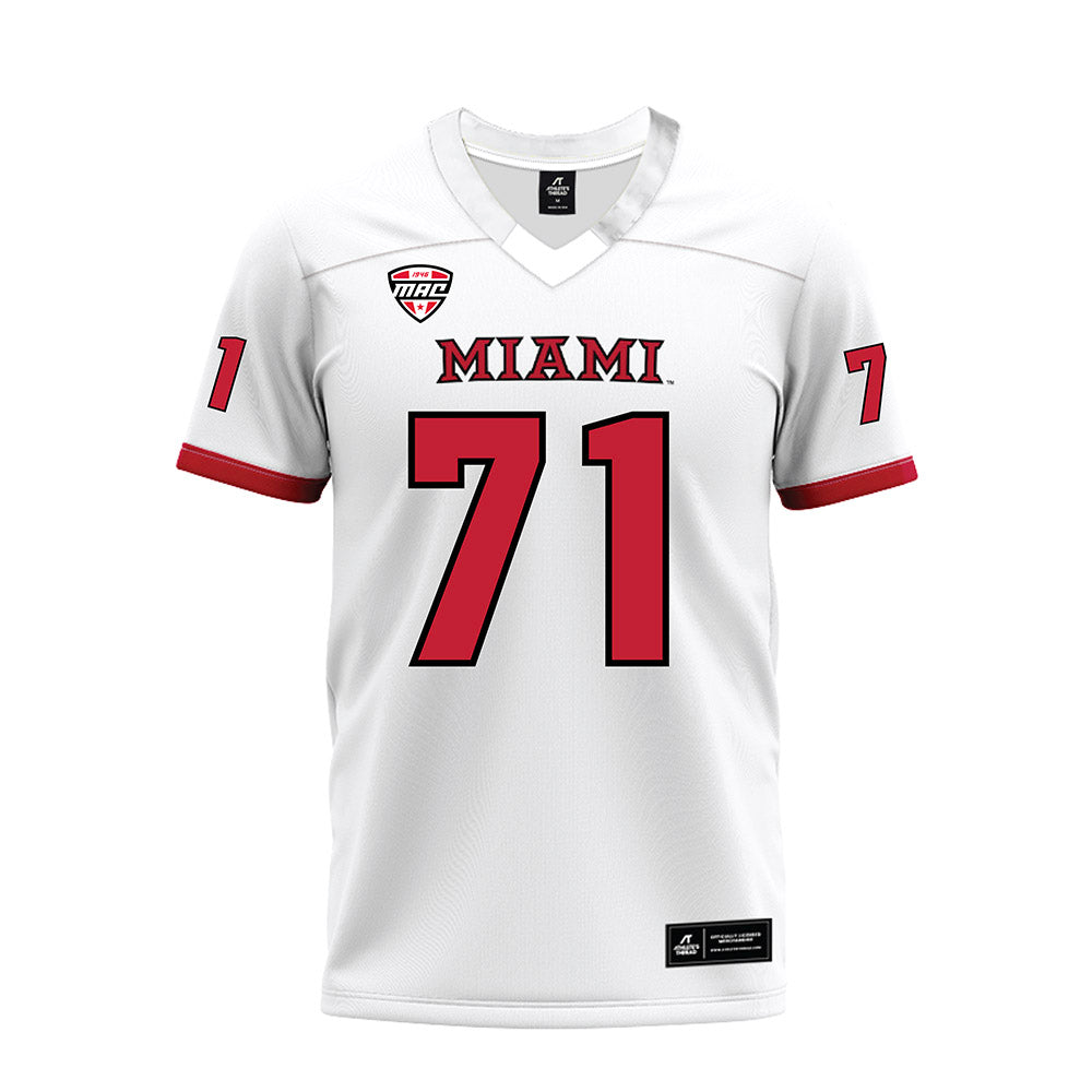 Miami of Ohio - NCAA Football : Lucas Barnes - White Premium Football Jersey-0