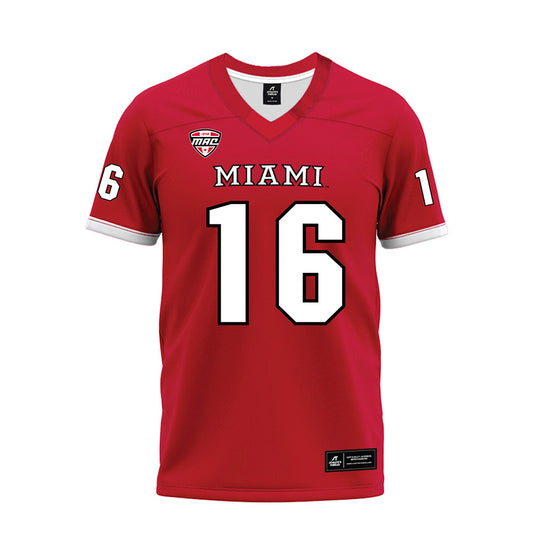 Miami of Ohio - NCAA Football : David McComb - Red Premium Football Jersey-0