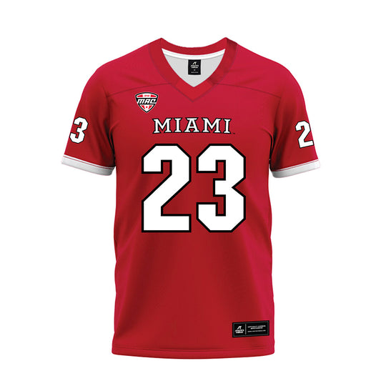 Miami of Ohio - NCAA Football : Isaiah Harris - Red Premium Football Jersey-0