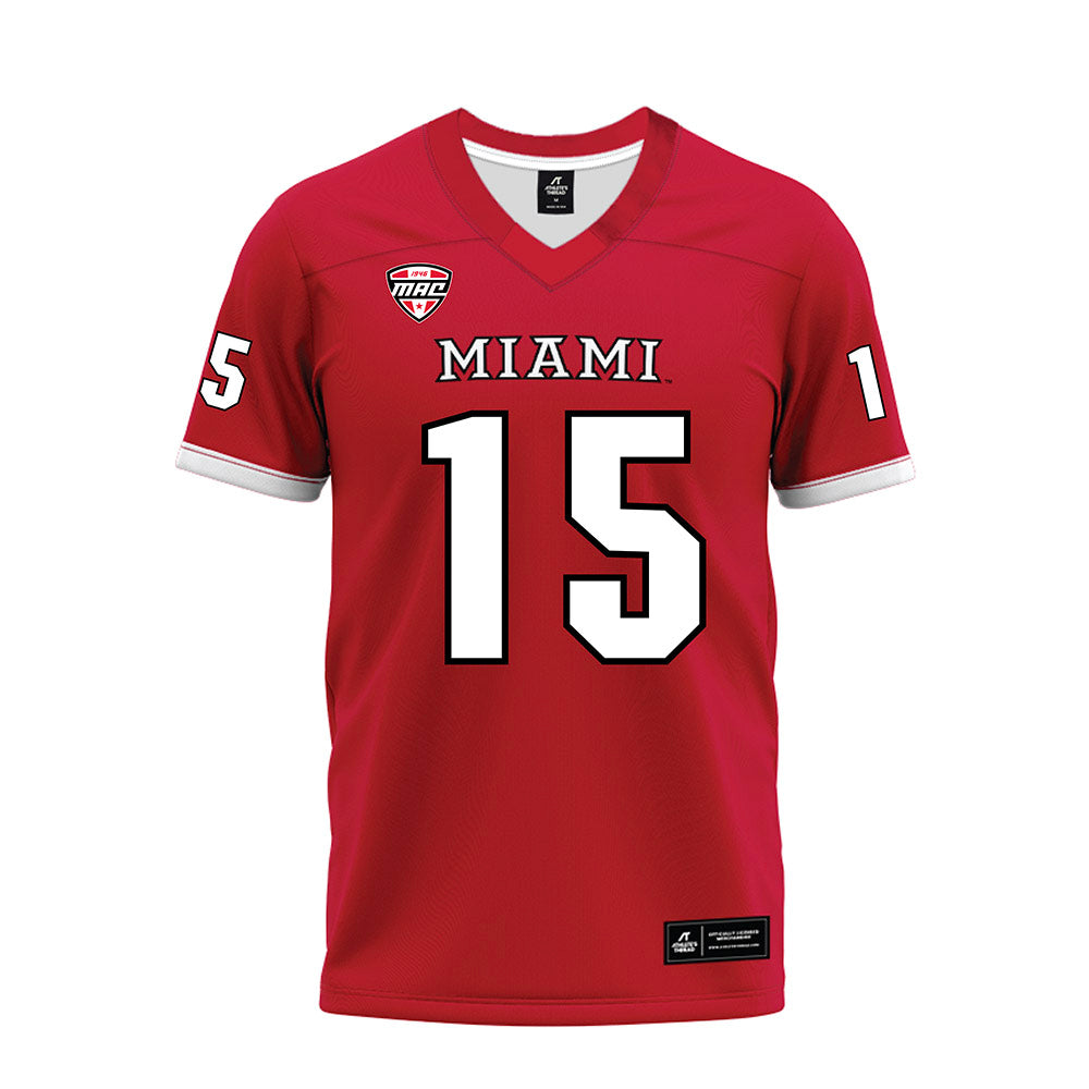 Miami of Ohio - NCAA Football : Harrison Brewster - Red Premium Football Jersey-0