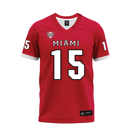 Miami of Ohio - NCAA Football : Harrison Brewster - Red Premium Football Jersey-0