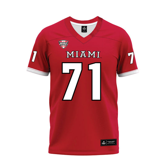 Miami of Ohio - NCAA Football : Lucas Barnes - Red Premium Football Jersey-0