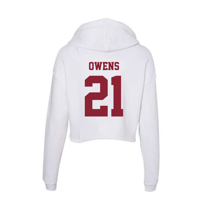 UMass - NCAA Football : Malakai Owens - Women's Crop Fleece Hooded Sweatshirt-1