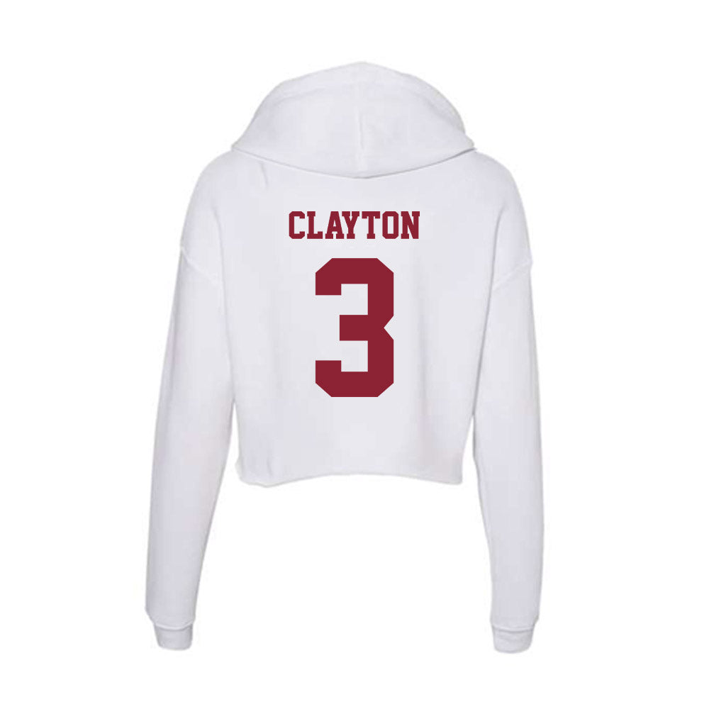UMass - NCAA Men's Basketball : Jordan Clayton - Women's Crop Fleece Hooded Sweatshirt-1