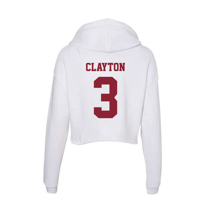 UMass - NCAA Men's Basketball : Jordan Clayton - Women's Crop Fleece Hooded Sweatshirt-1