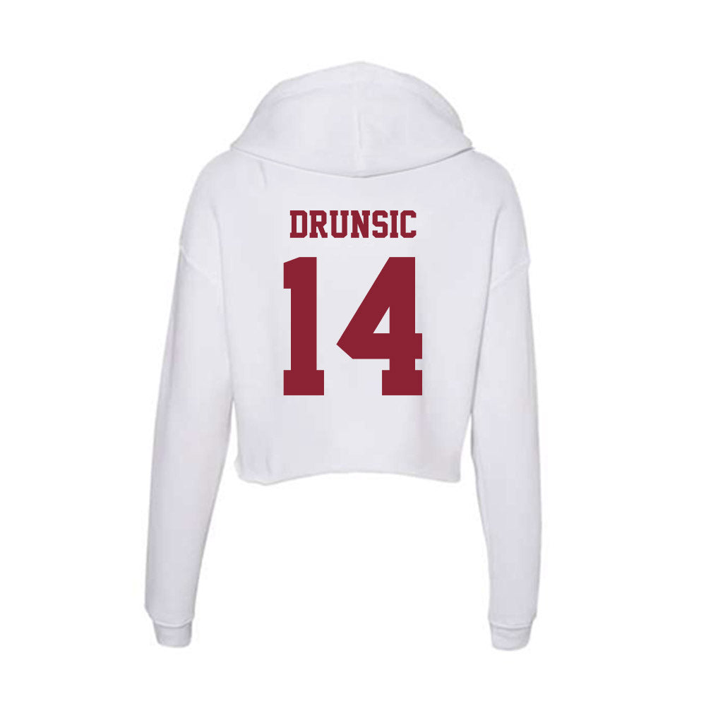 UMass - NCAA Men's Lacrosse : Aiden Drunsic - Women's Crop Fleece Hoodie-1