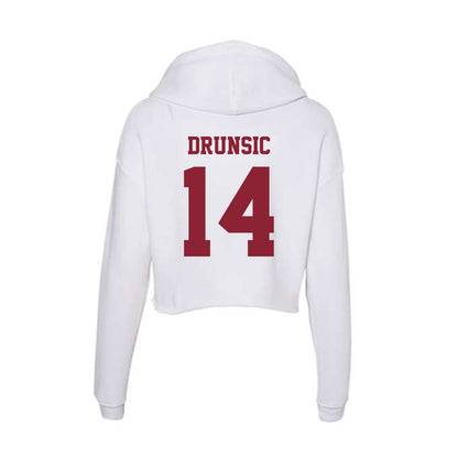 UMass - NCAA Men's Lacrosse : Aiden Drunsic - Women's Crop Fleece Hoodie-1