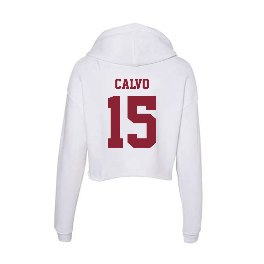 UMass - NCAA Men's Lacrosse : Michael Calvo - Women's Crop Fleece Hoodie-1