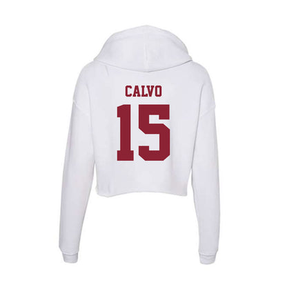 UMass - NCAA Men's Lacrosse : Michael Calvo - Women's Crop Fleece Hoodie-1