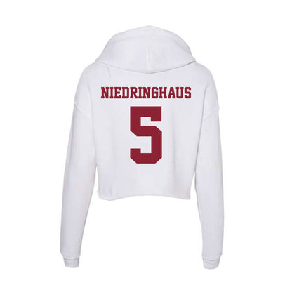 UMass - NCAA Baseball : Jack Niedringhaus - Women's Crop Fleece Hoodie-1