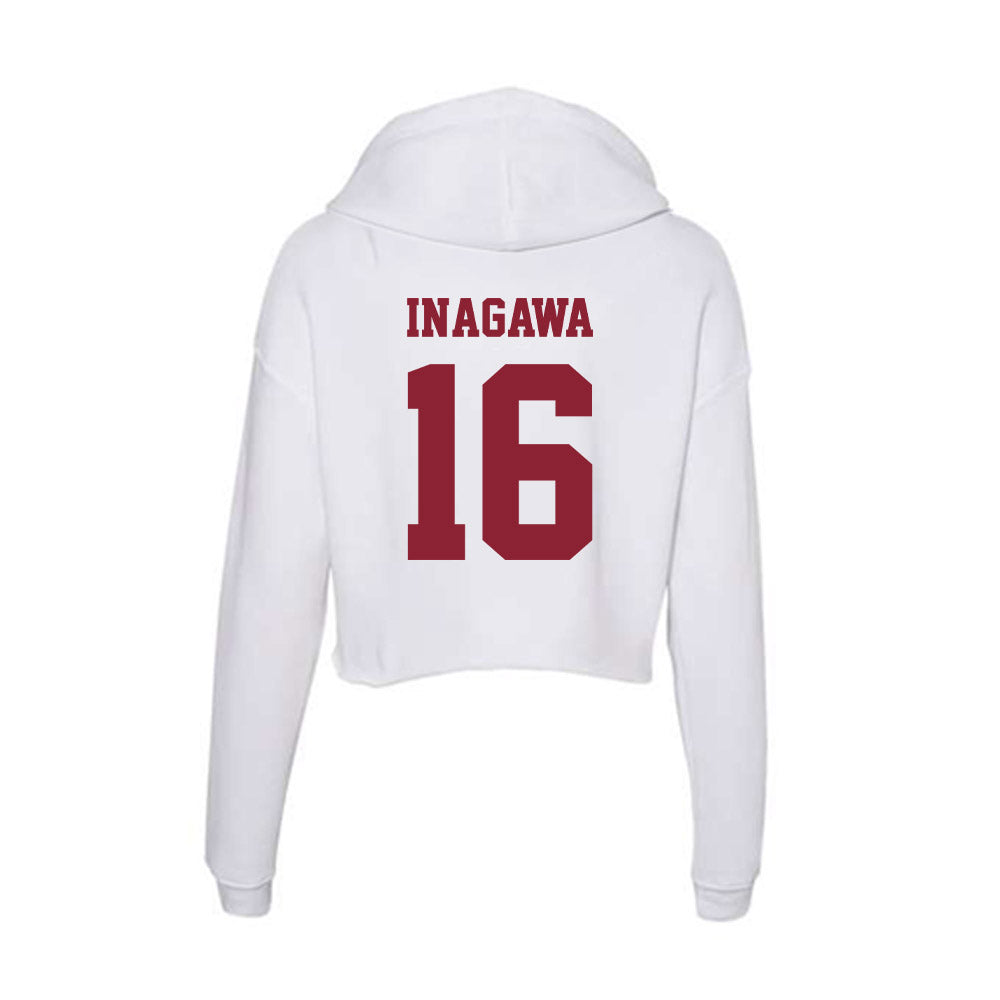 UMass - NCAA Football : Logan Inagawa - Women's Crop Fleece Hooded Sweatshirt-1