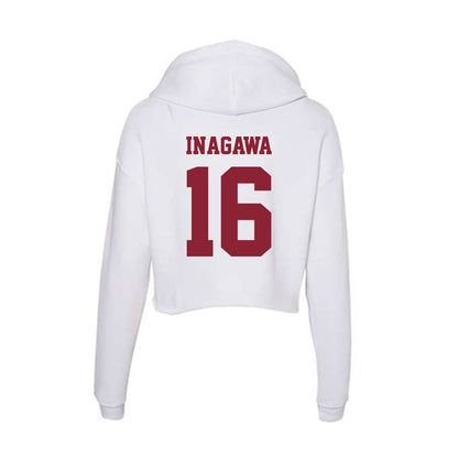 UMass - NCAA Football : Logan Inagawa - Women's Crop Fleece Hooded Sweatshirt-1